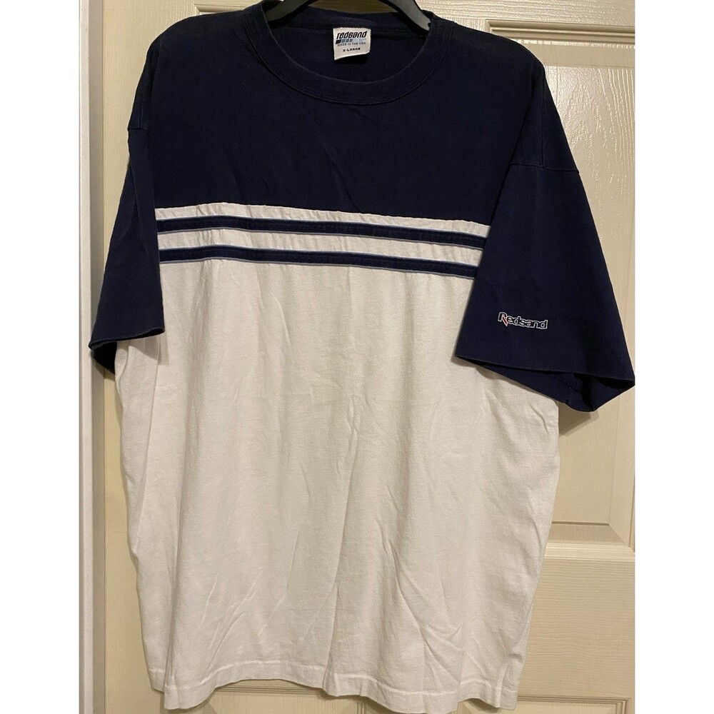 VTG 90s Redsand White Blue XL T-Shirt Beach Surf Volleyball Single Stitch USA